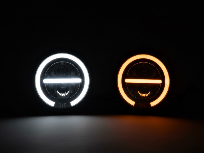 Headlight round 165mm Angel Eye "V2" LED 12V gloss black